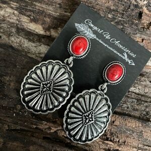 Red and Silver Earrings